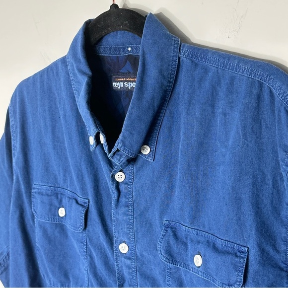 Reyn Spooner Linen Blend Short Sleeve Button Front Shirt Size Large Breathable - Picture 6 of 11